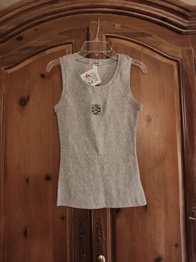 Loewe Grey Logo Tank Top - Women's Sleeveless Ribbed Tee